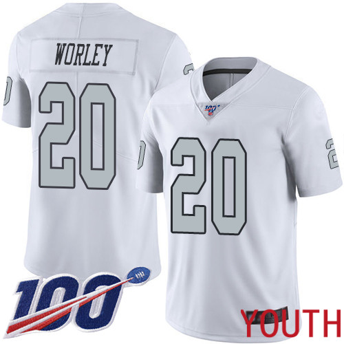 Oakland Raiders Limited White Youth Daryl Worley Jersey NFL Football 20 100th Season Rush Vapor Jersey